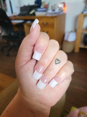 White tip French manicure, square gel.