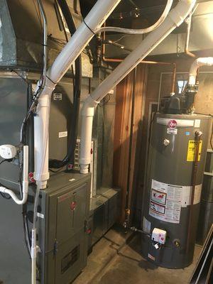 Rheem Furnace , AC and 50 gallons Rheem power vent water heater installation.