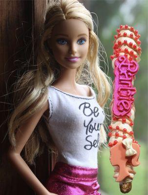 Barbie chocolate covered pretzels, custom order. Call to place an order for any occasion.