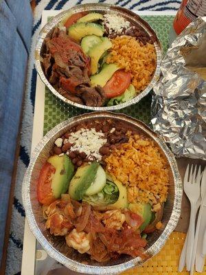 Bistec a la Mexicana (Top) and Camarones a la Mexicana (Bottom)