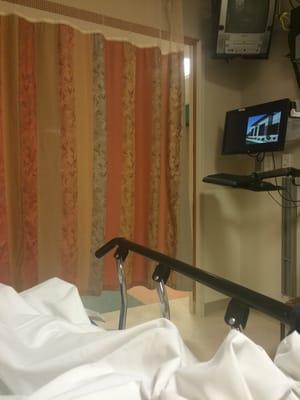 Hospital room of this terrible hospital.  This is the most u friendly place I have ever been.