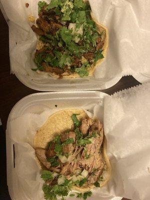 Al pastor taco & carnitas taco