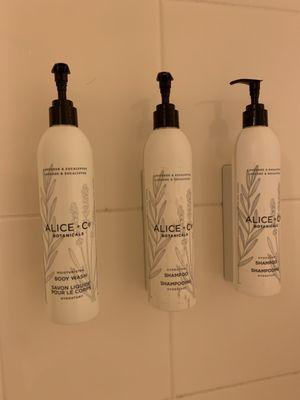 The first one is bath gel. The second one is shampoo. The last one is empty! Not really sure what was supposed to be in each one.