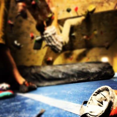 George Blackburn crushing in our Bouldering cave!