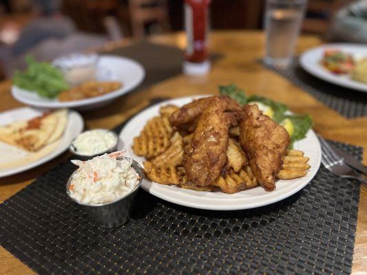 Homemade fish and chips. Perfectly cooked.