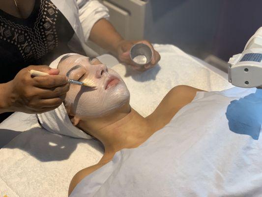 Exfoliation and Steam during facial