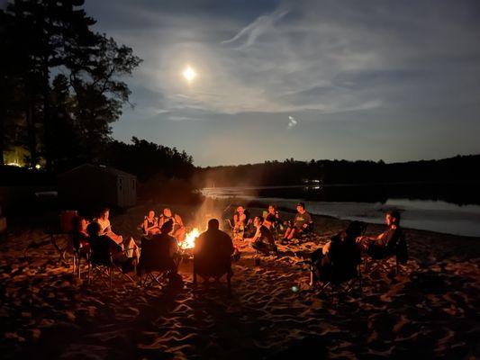 A farewell campfire on the beach