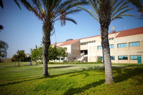 Library and Student Services building, view from front of campus