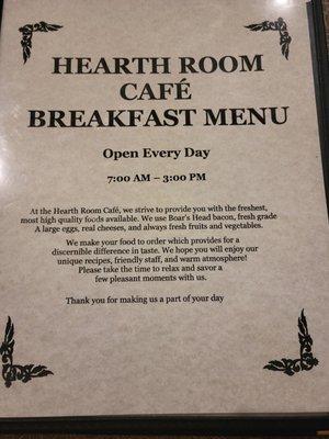 Front of menu