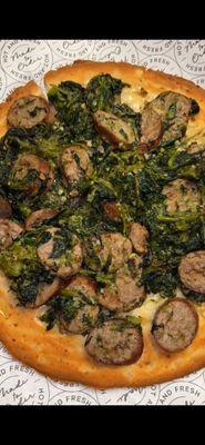 Sausage and broccoli rabe pizza