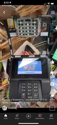 credit card skimmer to show how it attaches to the screen of the other one so it captures all your credit card data and even your pin number