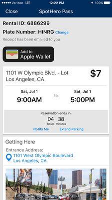 Parking pass that was refused at United Valet Parking, 1101 W.Olympic Blvd. today