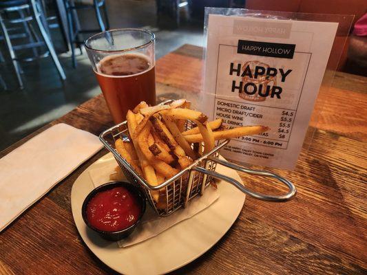 Happy hour fries and Mac and Jack's