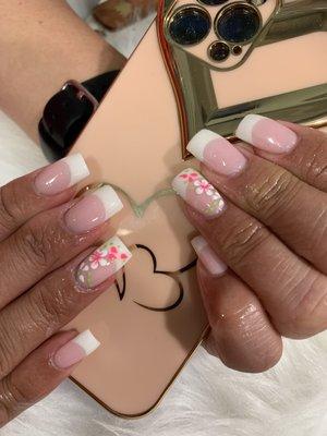 Pink and white nails