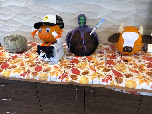 Halloween decorations in waiting room