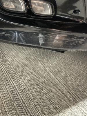 the scratches left on my bumper after being towed