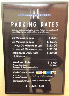 Parking rates. _ 12/2016.