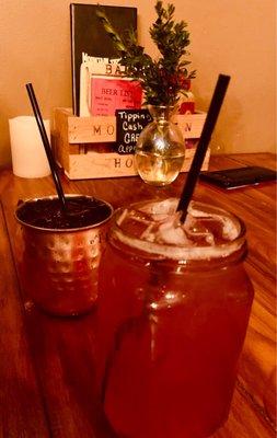 $10 Winter Cocktails- Spiced Cranberry Mule with Winter Bliss Margarita.