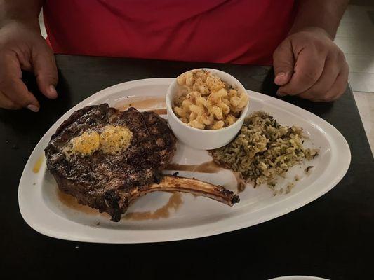 Bone in Rib Eye, Mac and Cheese