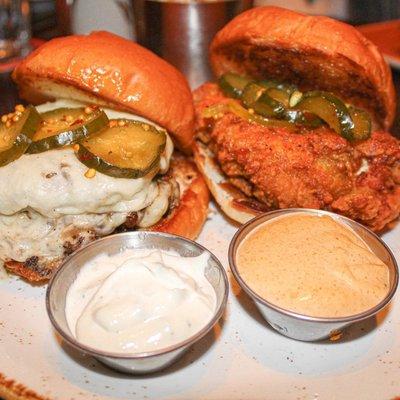 Tennessee Hot Chicken Sandwich (bro ) & Double Barrel burger