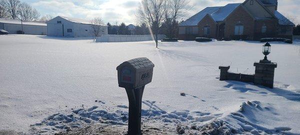 When a client's mailbox was mowed down by a delivery vehicle leaving his driveway. We removed and replaced with a brand new unit.