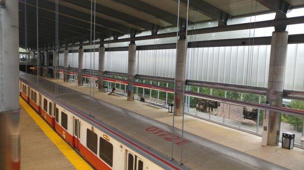 Looking down at Ashmont Station