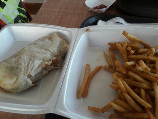 Kids meal - bean and cheese burrito with fries