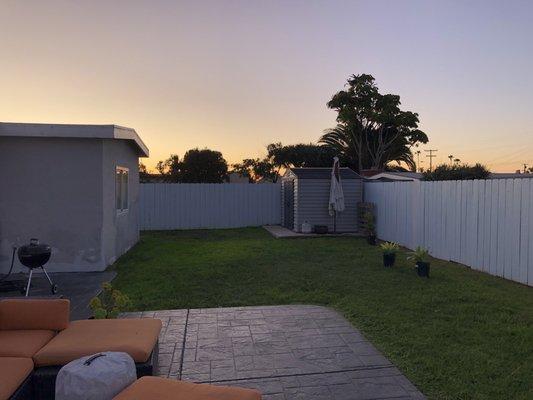 Before photo. The space doesn't look as bad in this photo, but grass was very weedy and patchy. We tried everything to grow it.