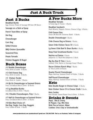 Our menu as of 6/11/2020