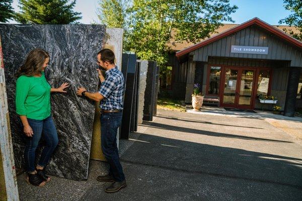 Visit our Bozeman showroom for one of the area's largest selections of natural stone, speciality and man-made slabs.