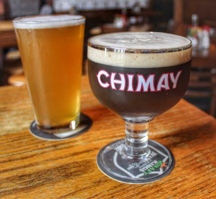 Spotted Cow and Belgian Trappist Monk Chimay Beer