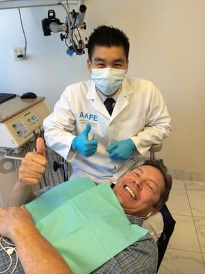 Dr. Lee, getting ready to do my root canal...and yes, I was still smiling afterwards.