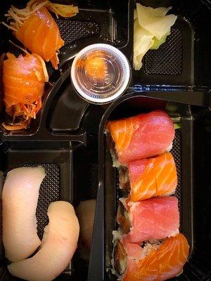 AKA salmon, volcano roll, yellow tail - Sushi Lunch build your own by Kashi