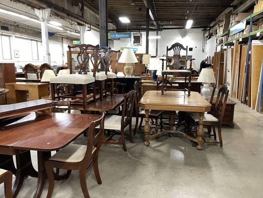 Tables, dining chairs, doors