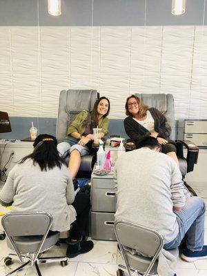 Pedicures with great attention to detail. The staff was friendly and made sure that they were clear what each of us wanted.