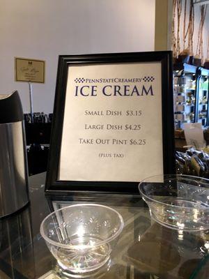 They serve Penn State Creamery ice cream and sometimes have specialty sundaes!