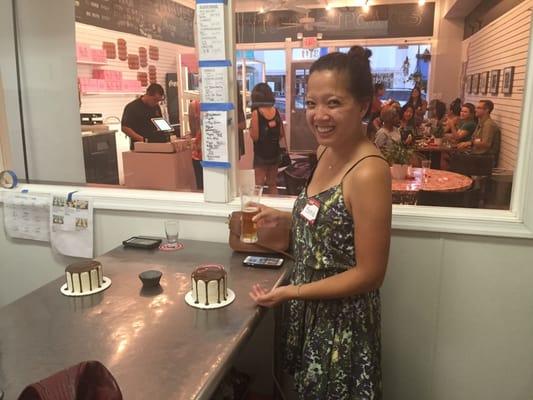 Sonia getting ready to decorate her cake. Turned out beautiful!