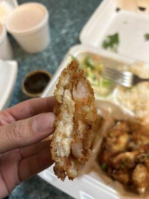 Shellfish in chicken katsu