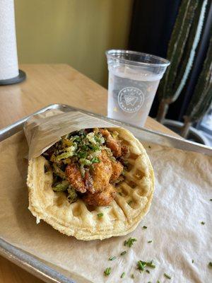 Chicken & Waffles Sandwich.  7/23/22. Not as good this time