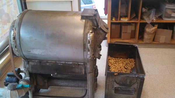 The antique peanut roaster. I'm told this guy is over 100 and used to roast coffee beans.