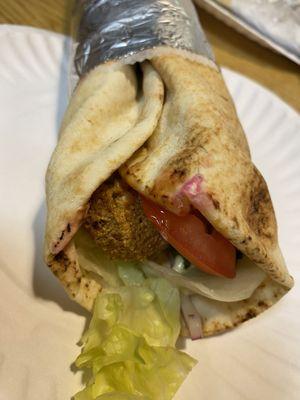 Close up of falafel pita