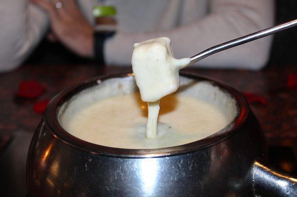 Yum - the fondue had a nutty flavor & delicate aroma. The cheeses blended together in a thick, creamy consistency.