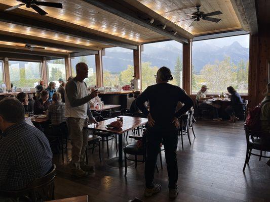 Great outdoor view from inside dining area.