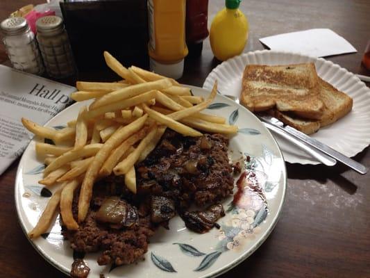 Hamburger steak lunch. $7.