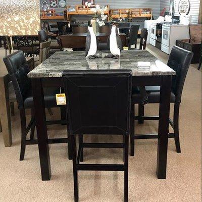 grey/black/cream marble counter height dinette set