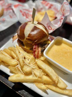 NEW Pretzel Bacon Beer-Cheese Burger