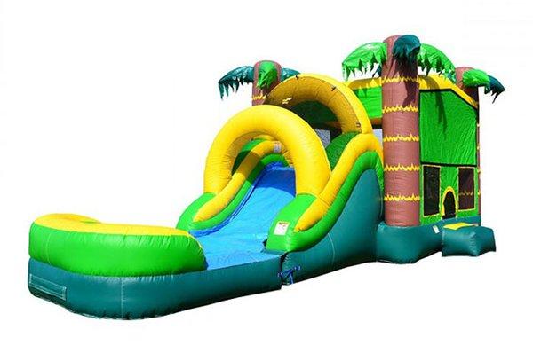 Dive into a tropical adventure with our vibrant Bounce and Slide Combo!  Perfect for jungle-themed parties & events. Book now!