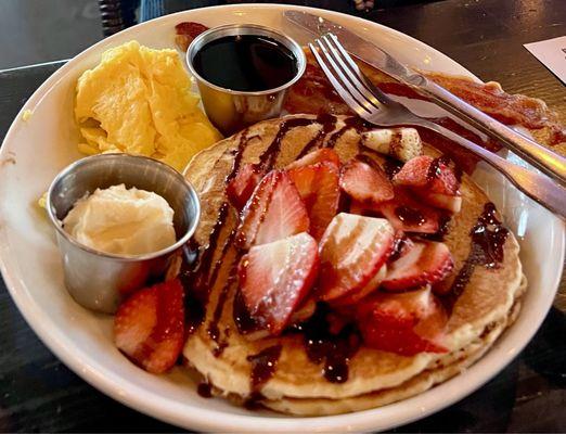 Kid's chocolate strawberry pancakes