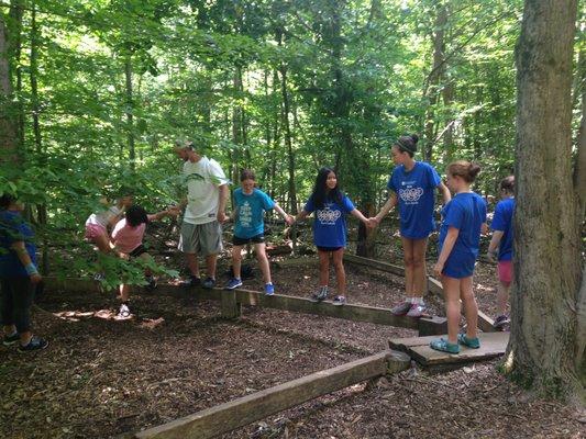 Team-building with Camp JCC in the woods.