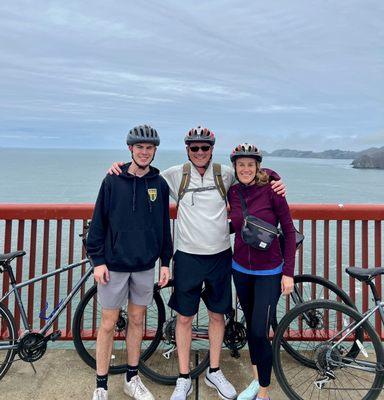 On the Golden Gate Bridge.